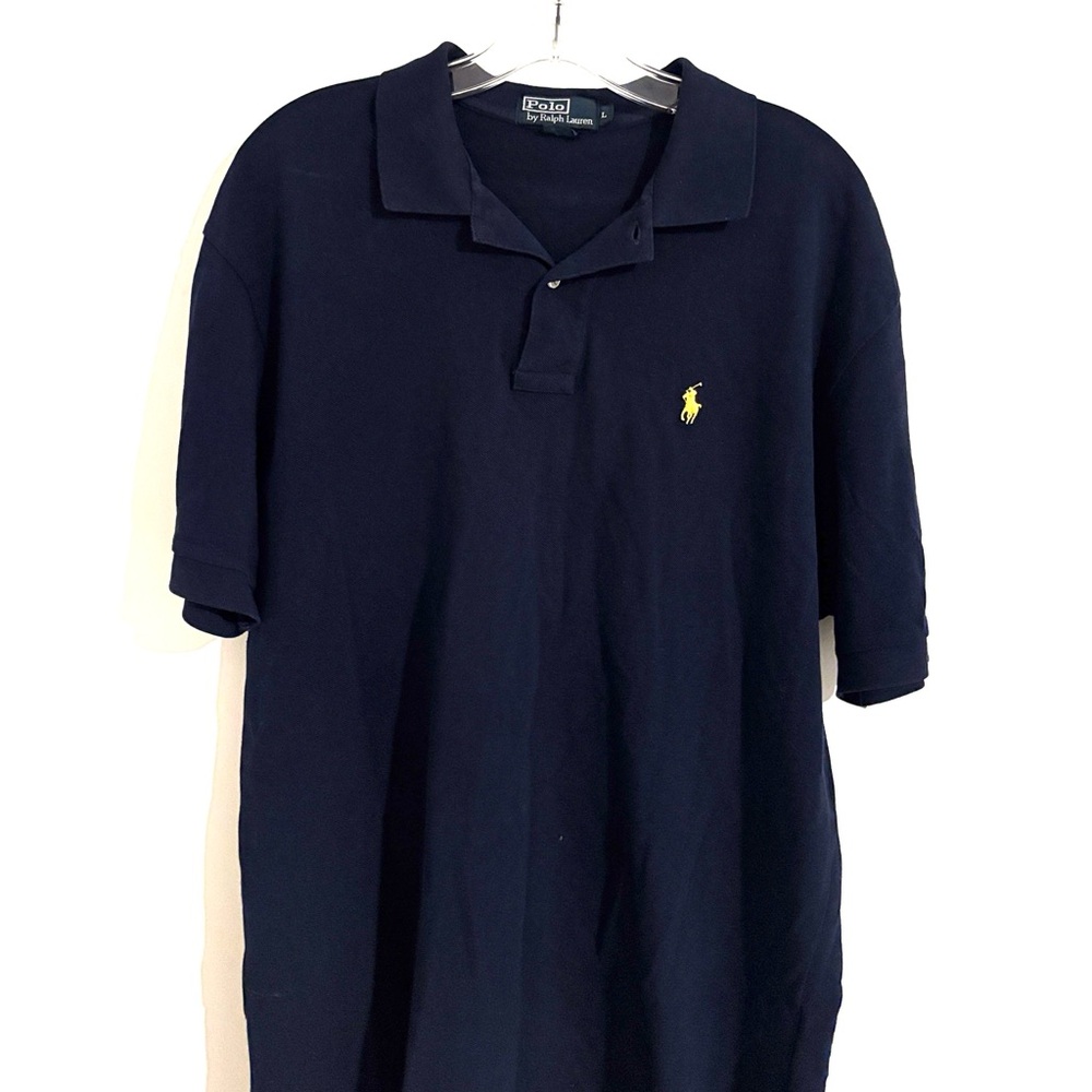 Polo by Ralph Lauren Size L Preppy Men's Dark Blue Polo Shirt Golden Horse